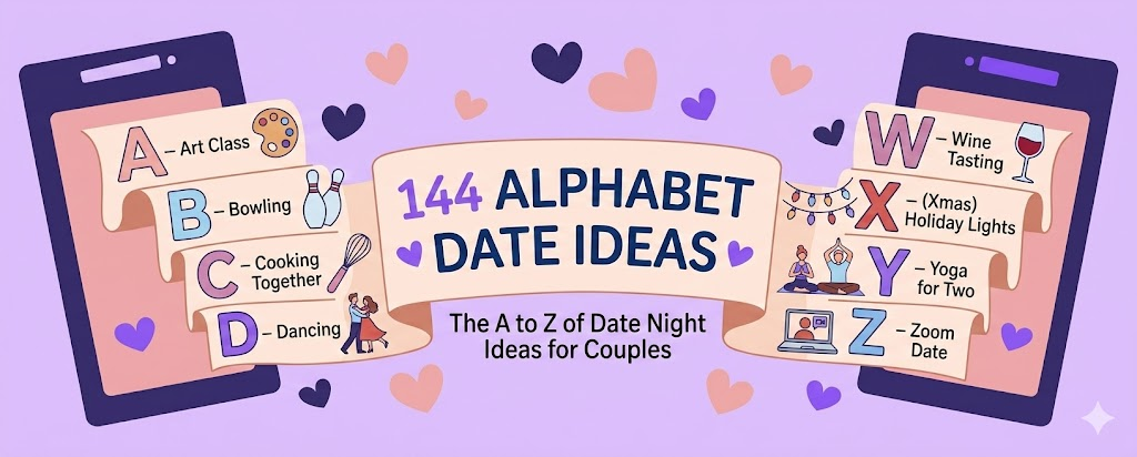 144 Alphabet Date Ideas: The A to Z of Date Night Ideas for Couples hero image